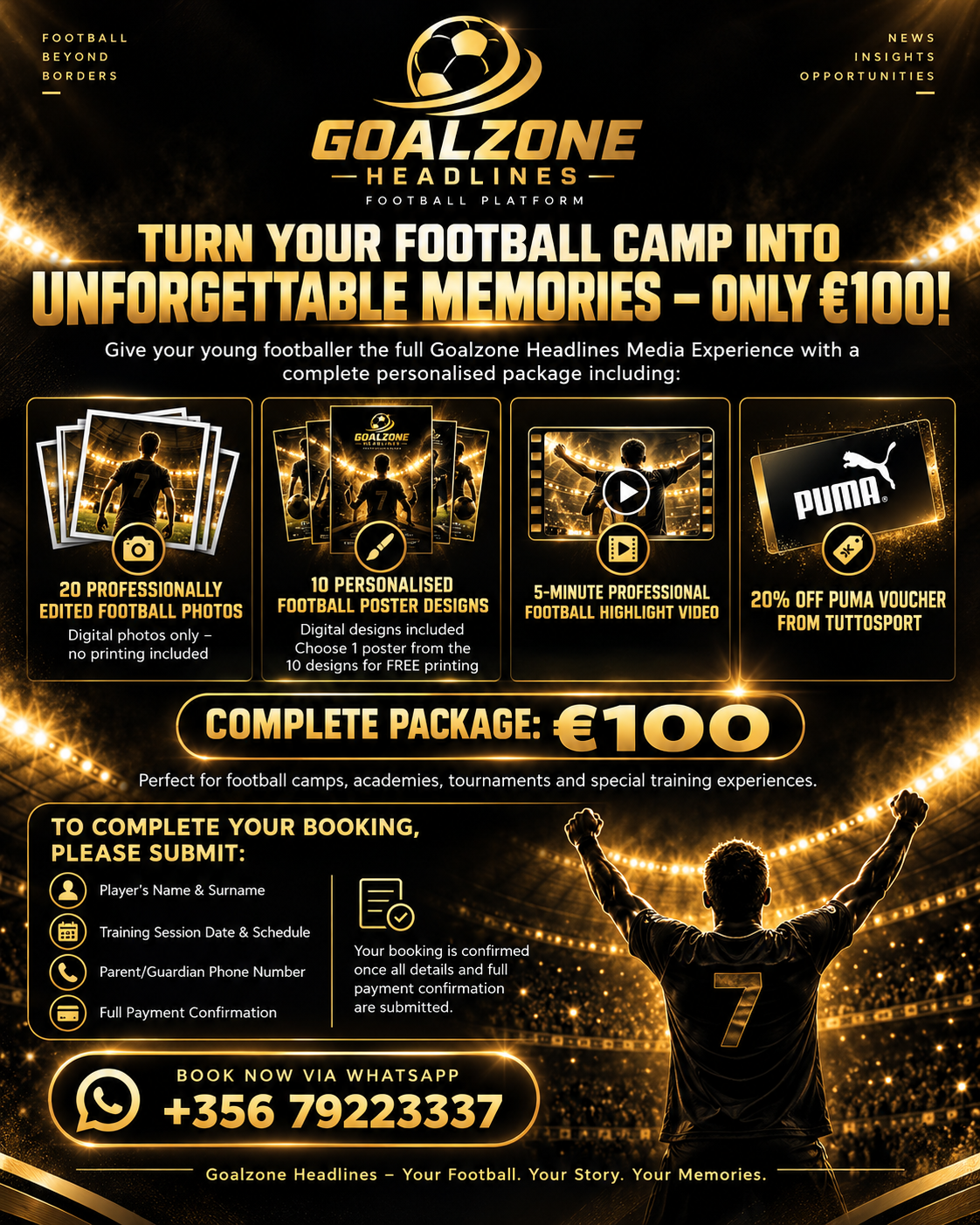 Football camp media package — only €100