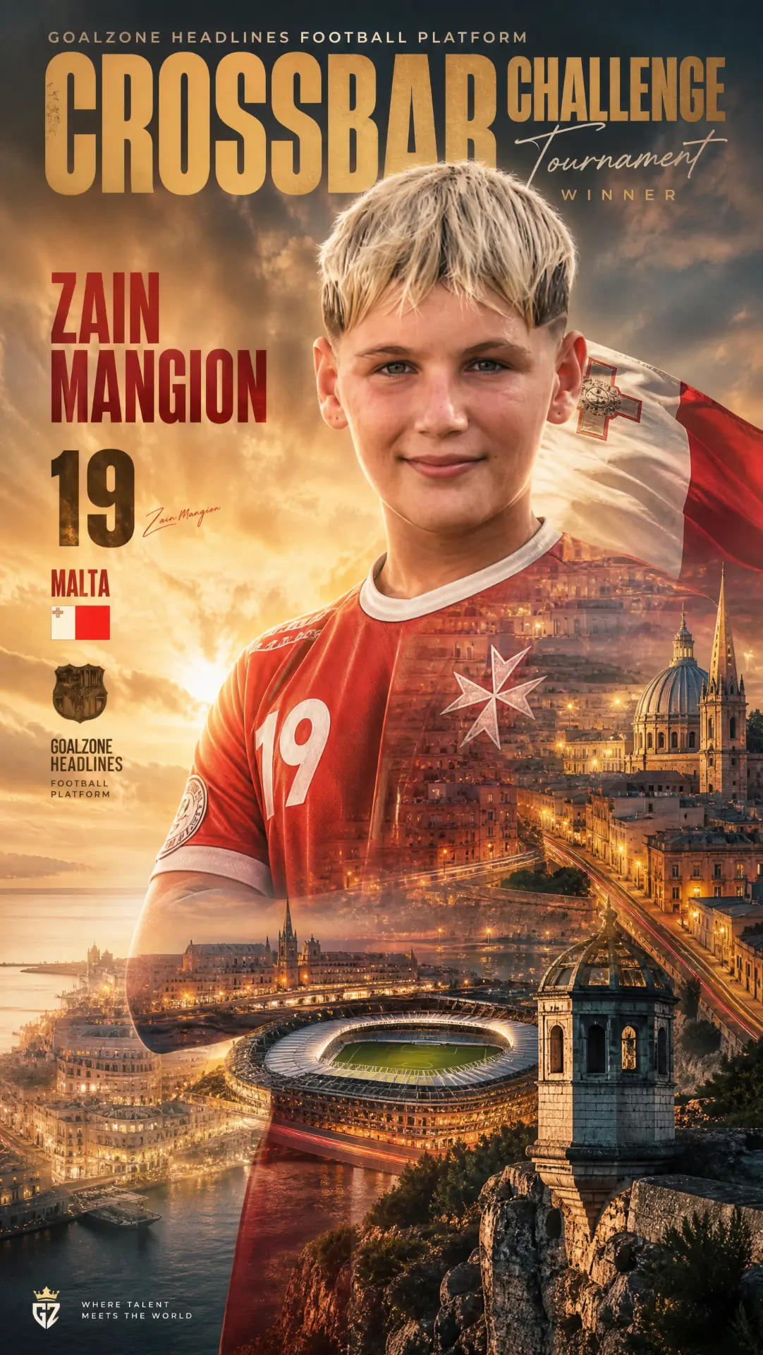 Zain Mangion Malta Crossbar Challenge tournament winner poster