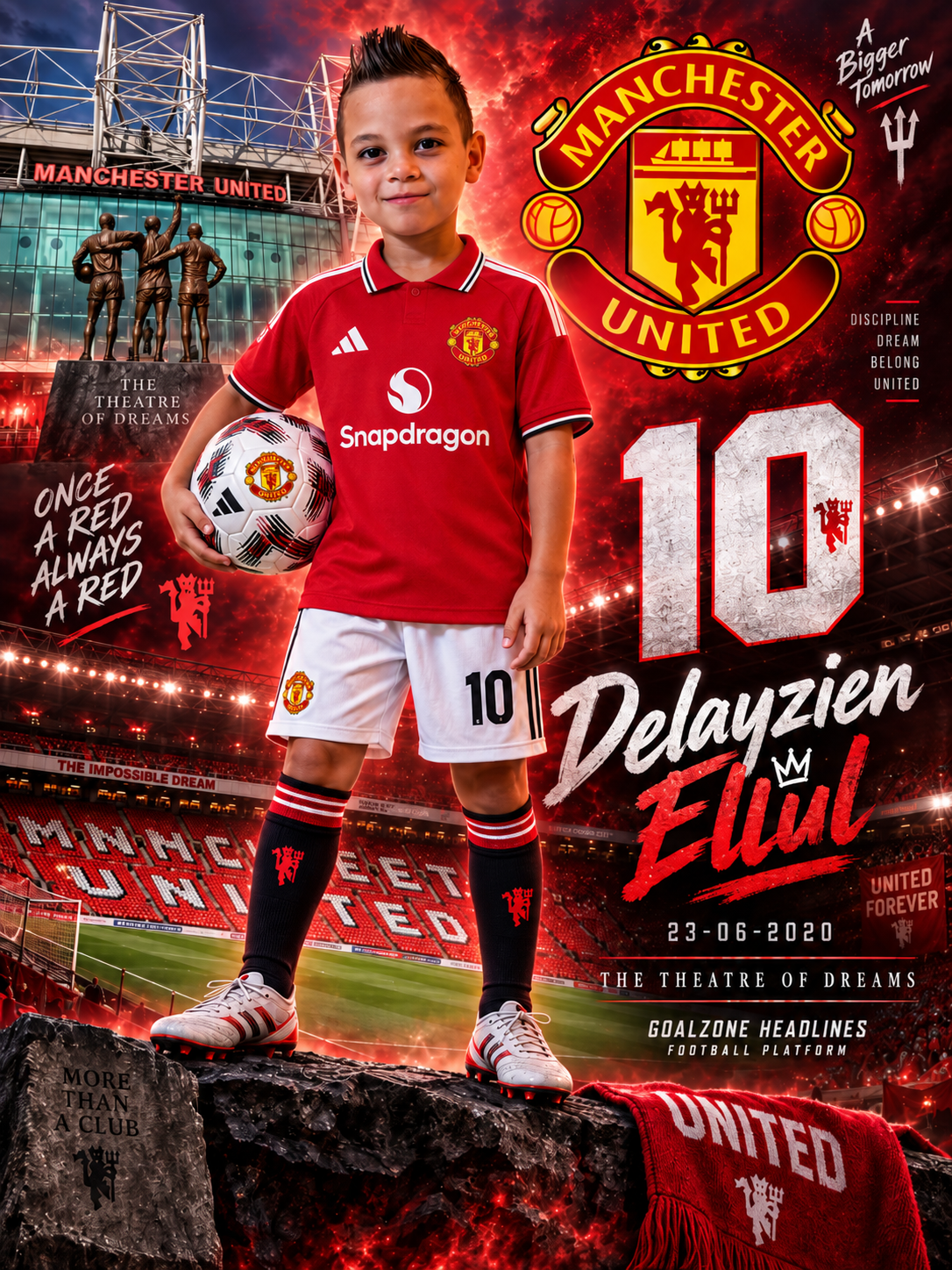 Manchester United themed youth player poster example